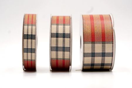 Beige, Scharlachrot und Anthrazit Karobband_AI